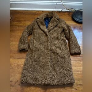 J Crew Teddy Sherpa Top Coat Brown Womens Size XXS